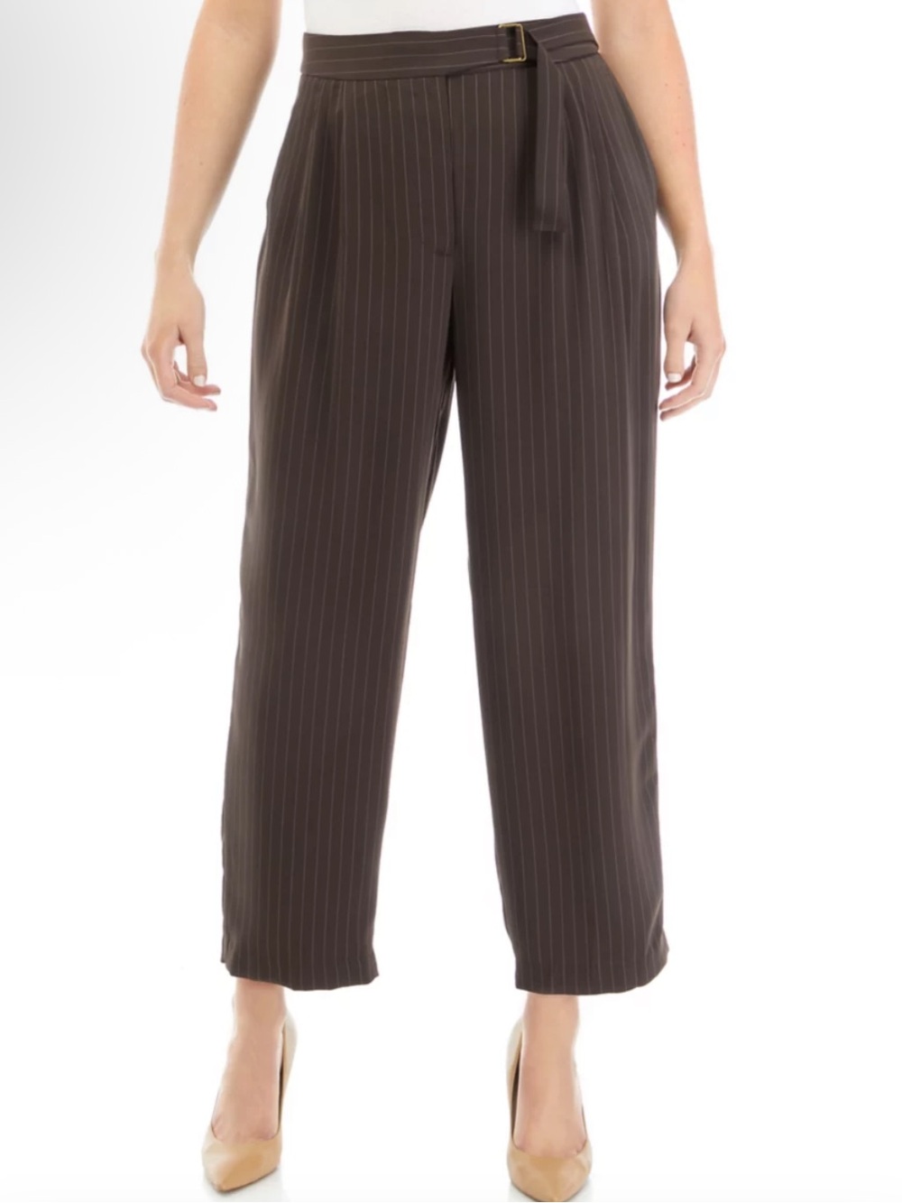 Vince Camuto Brown and White Pinstripe Dress Pants Size 10